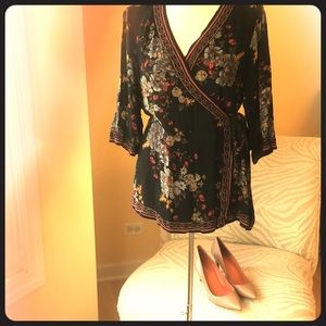 Soft Surroundings Black floral blouse